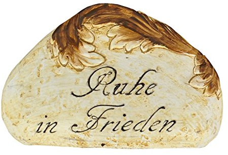 BURI Grab-Spruchstein mit Rankenverzierung Aufschrift Grabschmuck Gedenkstein Deko, Spruch:Ruhe in Frieden