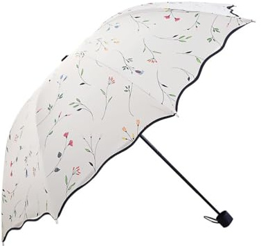 JIAHG Women’s Folding Floral Sun Umbrella Portable UV Protection Ladies Sun Parasol Windproof Strong Compact Umbrella Summer UPF 50+ Lightweight Travel Garden Sun Rain Umbrellas