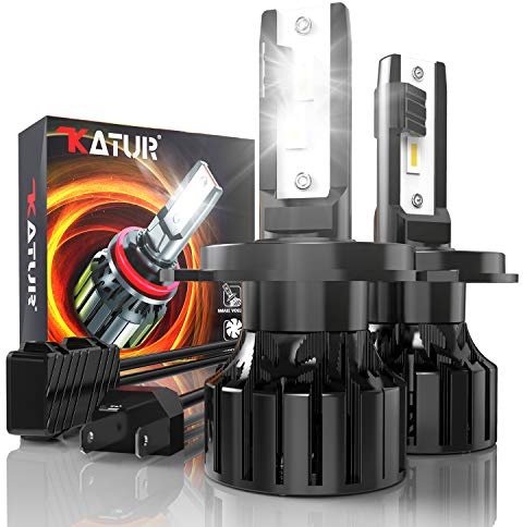 KATUR Lampadine H4 Led, 80W 16000LM 6000K Cool White 400% Luminosità Angolo del fascio regolabile a 360 gradi Lampadina 9003 HB2 Hi/Lo H4 Led Kit di conversione auto allo xeno IP65 impermeabile, 2 Pz