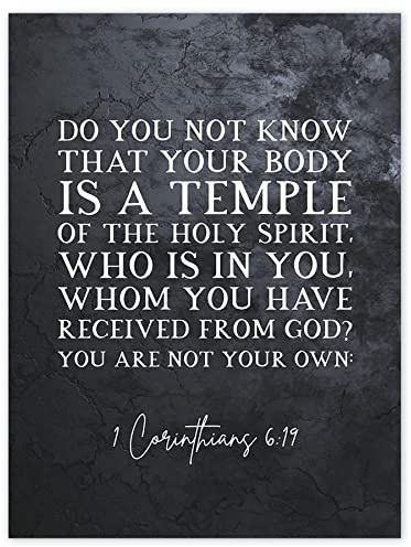 Artery8 1 Corinthians 6:19 Your Body is a Temple of the Holy Spirit Christian Bible Verse Quote Scripture Typography Unframed Wall Art Print Poster Home Decor Premium