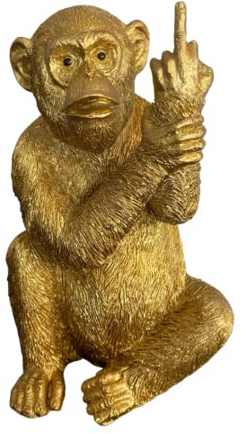 RP Medium Resin Rude Monkey Ornament 19cm Statue Sculpture Figurine Gift Home Decoration GOLD