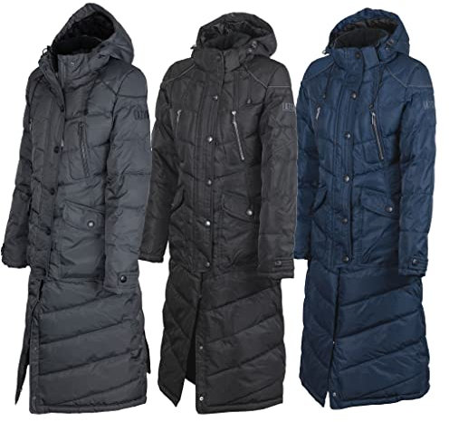 Lazura - Winter Reitmantel Sophia für Damen | wasser- & windabweisend | wattierter Damen Wintermantel | atmungsaktiver Steppmantel | Reitbekleidung in Asphalt | Größe M