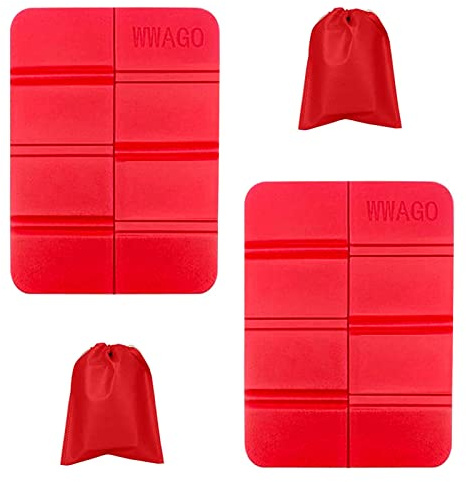 HIUOUIH Tappetino Pieghevole Outdoor 2 Pezzi Cuscini Pieghevoli per Stadio Impermeabile Portatile Campeggio XPE Cuscino Sedile in Schiuma Esterni per Giardino Portatile Caccia, Rosso