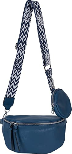 styleBREAKER Bolso bandolera de media luna para mujer | Bolso bandolera piel sintética 24x15x8,5cm, correa 86-138cm con patrón zigzag, cremallera 2 vías, monedero 11cm