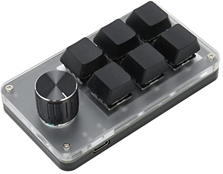 Programmerbar USB-Tangentbord, 6 Tangenter 1 Knopp Kompakt blå Axel Mekanisk RGB Lätt Enhandsspeltangentbord, Gör-det-själv Enhandstangentbord Programmerbart Tangentbord för PC
