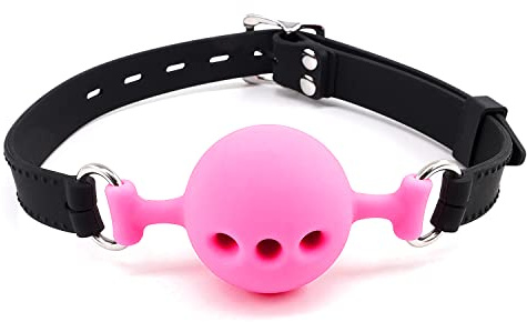Breathable Silicone Sex Gag for SM Games, Open Mouth Bondage Ball Gags for Sex Play, Bondage Restraints Toys BDSM Bite Gag Muzzles, Women and Men Silicone Sex Toys (Black/Plum, Medium)