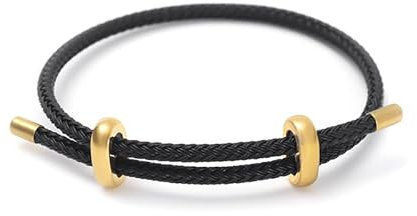 Viwind Armband Damen Verstellbare Stahldraht Armbänder 23cm Geflochten Armreif Titanstahl-Gewebtes Armschmuck Freundschaftsarmband Mit Geschenkbox (Schwarz)