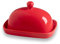 Sweejar Home Ceramic Butter Dish with Lid for Countertop,Porcelain Butter Keeper with Knob Handle,Butter Container for East/West Coast Butter, 7.3*4.1 inches (Red)
