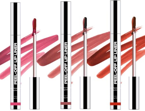 Peel Off Lip Liner Stain, Peel Off Lip Stain Waterproof, Lip Tint 3 Colors Long-Lasting, Lip Stain For Women 24 Hours, Lip Liner Tattoo With Matte Finish, Lipstain For All Skin