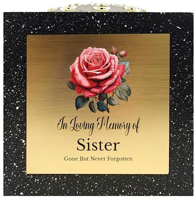 In Loving Memory Of Memorial Rose Bowl Grave Marker Flower Pot Vase With Rose Design Mammy Daddy Nan & Lots More Black/Gold (UV PRINTED) (Sister)