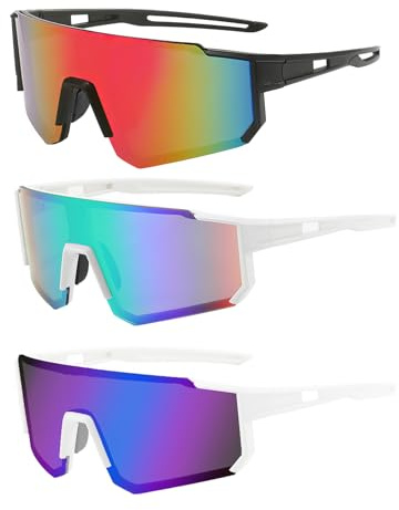 DmDoyy 3 Piezas Gafas De Sol Deportivas Polarizadas, Protección UV400, Gafas De Sol Deportivas Mujeres Hombres, Para Andar En Bicicleta, Correr, Escalar, Pesca, Esquí
