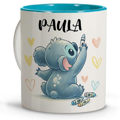 LolaPix Taza Infantil PERSONALIZABLE. Regalos Comunion Niña. Regalo para Niña Comunion. Vaso Infantil Personalizado. Taza Personalizada Nombre. Vaso Personalizado Niño. Koala Pintando 330ml