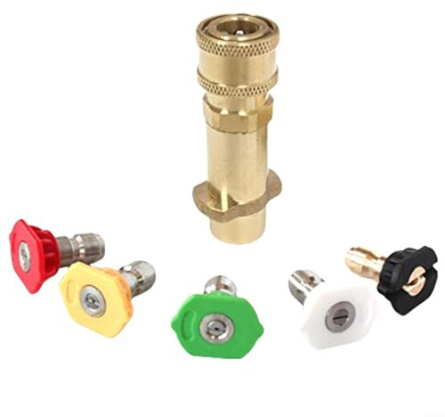 CNANRNANC Kit adaptateur rapide pour nettoyeur haute pression avec 5 buses de pulvérisation pour Karcher K2, K3, K4, K5, K6 Series, raccord en laiton 1/4