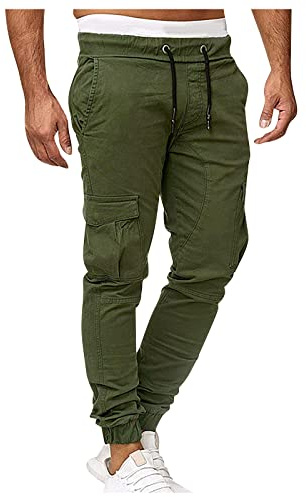 Genérico Pantalones Cargo Hombre Elasticos Senderismo Inverno Pantalón Montaña Casual Calças Baggy Jogger Ropa Hombre Outono Pantalon Tácticos 2#Verde del ejército L Barato