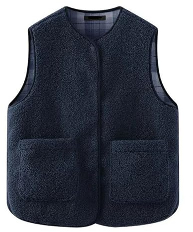 Generisch Gilet en polaire pour femme - Veste sherpa sans manches avec boutonnière et poches - Gilet mi-saison douillet pour l'automne et le printemps, M