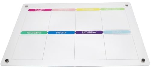 DOITOOL Tablero de Planificación Semanal Acrílico Transparente para Frigorífico Pizarra Borrable Magnética Reutilizable Calendario Semanal para Notas y Recordatorios sin Accesorios