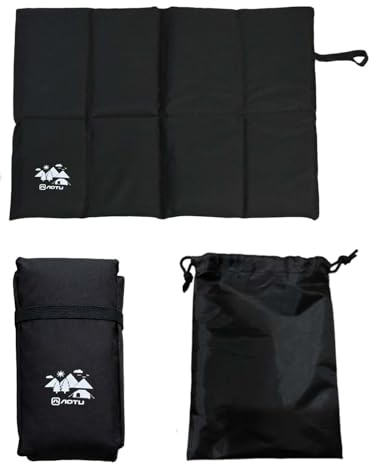 Hontaog Sitzkissen Outdoor Extragroß 44×34 cm, wasserdichte Thermo Sitzunterlage mit Tasche, Camping Sitzpolster Faltbares Tragbar für Wandern, Stadion, Picknick, Strand, Schwarz