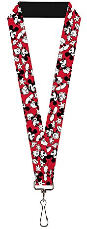 Buckle Down Unisex-Erwachsene Schlüsselband – 1.0 – Mickey Mouse Poses Streurot/schwarz/weiß Schlüsselanhänger, Mehrfarbig, Einheitsgröße