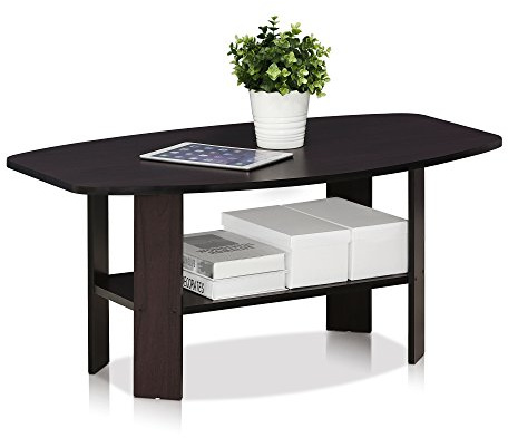 Furinno 11179DWN Tavolino da caffè, Legno Composito, Marrone (Dark Walnut), 54.61 x 90.17 x 41.28 cm