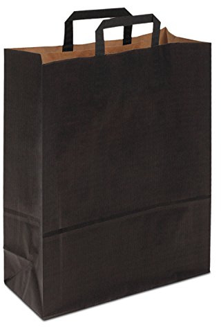Papiertasche edel & stabil | 200 Stück schwarz 40+16x45 cm | Qualität aus deutscher Produktion | Tragetasche aus Papier | HUTNER