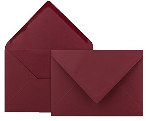 50x Brief-Umschläge in Weihnachts-Rot - 80 g/m² - Kuverts in DIN B6 Format 12,5 x 17,6 cm - Nassklebung ohne Fenster