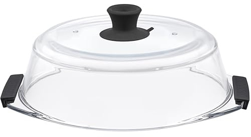 Microwave Cover Glass - Vented Collapsible Silicone and Glass Microwave Plate Cover | Large 12-inch Splatter Guard Lid | 100% Food Grade | Dishwasher Safe Bezrat (Black)