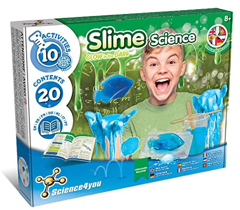Science4you Schleim Selber Machen Set für Kinder - Slime Set, Im Dunkeln Leuchtender Schleim, Chemielabor, Spiele Geschenk für Jungen und Mädchen ab 8+ Jahre
