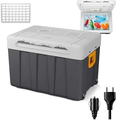 peme Essential Frigo Portatile 46,6L - Frigorifero Elettrico con Funzione Caldo/Freddo, Doppia Alimentazione 12V & 230V, Modalità Eco, Ruote e Maniglia, Funzionamento Silenzioso, per Auto, Camper