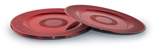 Lot de 4 assiettes de présentation rondes de 33 cm - Rouge brillant