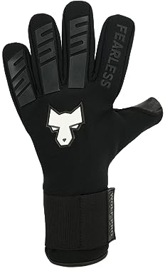 FEARLESS GOALKEEPERS Wolf Pro Torwarthandschuhe Kinder & Herren - Fußballhandschuhe - Deutscher Kontakt-Latex - Rutschfester Griff, Negativschnitt, Gefühl Zweiter Haut (10, Schwarz)