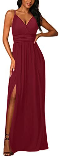 JENJON Vestido de Mujer Elegante Manga Corta Casual Fiesta Cuello en V Largo para Mujer A-línea Vestidos Sin Mangas Summer