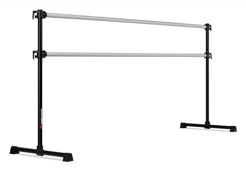 VITA Barre Portable Freestanding Double Ballet Barre, Professional, 8 Ft Bars, Black, Aluminum | Adjustable Height, Made in USA, Home or Gym Exercise Equipment for All Ages | Dance, Fitness, Pilates