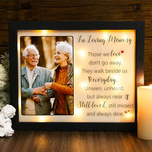 LED Shadow Box 4x6 - Memorial Picture Frame for Loss of Mother, Father, Loved One - Bereavement Gift