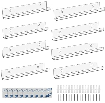 JMIATRY Lot de 8 supports muraux pour disques vinyles de 30,5 x 4,3 x 4,3 cm - En acrylique - Pour disques vinyles, photos, livres, œuvres d'art