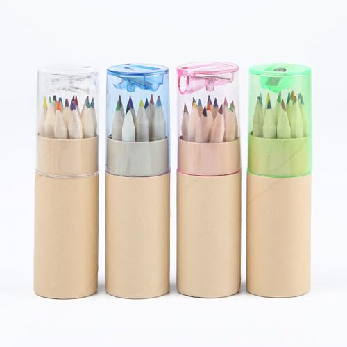 4Pack Mini Drawing Colored Pencils for Kids with Sharpener, Portable Color Pencils in Tube Drawing Pencil Bulk for Children Adults Artists Writing Sketching Painting Classroom School Supplies.