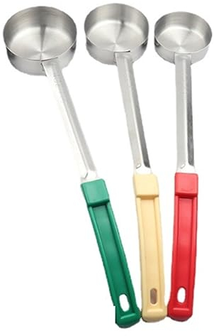 Geieold Stainless Steel Portion Control Solid Serving Spoon 3-Piece Combo Set 2Oz, 3Oz, 4Oz Sauce Spoon Cooking Spoon