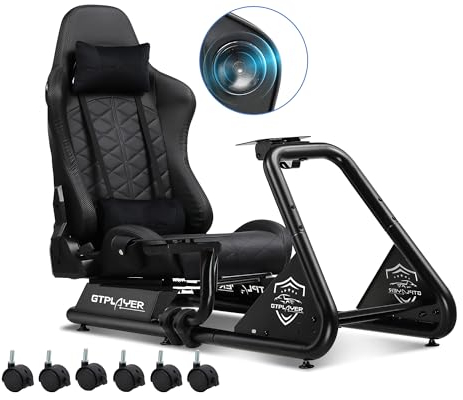GTPLAYER Simulateur de Conduite, Siège de Simulation pour PC avec Haut-Parleurs, Support pour Volant et Pédalier