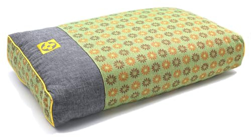 Edomi Buckwheat Pillow Cube for Side Sleepers, Pain Relief for Neck Support Adjustable Cervical Pillows, Included Floral Pattern Square Pillow (18x10 Inch, Lemon Yellow)