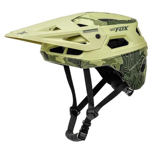 BATFOX Fahrradhelm, Leichter Komfort Mountainbike-Helm Skateboard Helm mit Visier, Atmungsaktiv Helme für Herren Damen Erwachsene Jugend, Verstellbar in der Größe-Green