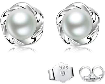 Ohrringe Silber 925 Perlen Ohrstecker: JSNOM Schmuck Perlenohrstecker Ohrhänger Geburtstag für Valentinstag Weihnachten, Geschenke für Freundin Mutter Frau Tochter Frauen Damen