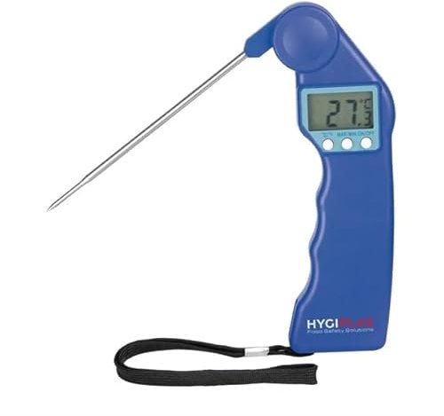 Hygiplas Easytemp Thermometer, Colour Coded Blue, Range: -50 to +300°C, Suitable for Use With Raw Fish, Polypropylene, Requires 1x AAA Battery (Not Included), °C & °F, FX146