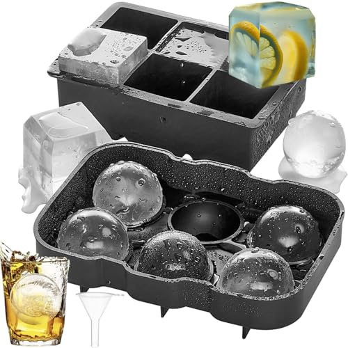 21270 Lot de 2 moules à glaçons XXL en silicone empilable avec couvercle et entonnoir Passe au lave-vaisselle