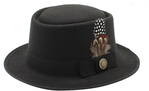 SRTUMEY Western Cowboyhut Cowboyhut mit Breiter Krempe Cowgirl Fedora Trachtenhut mit Feder Trachtenhut Hut für Tracht Lederhose Trachtenhut für Damen Herren