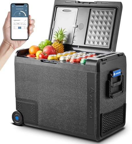 AAOBOSI Kompressor Kühlbox 58L, Kühlbox Auto -20°C bis 20°C, Kühlbox Elektrisch Mit USB-Anschluss, Robuste 12/24V 230V für Autos, Lastwagen, Boote, Wohnmobile, Camping und Angeln