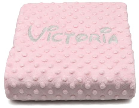 various Manta Bebé Personalizada con Nombre Bordado, 80x110 cm, Manta Suave y Cálida para Recién Nacido, Microfibra 100% Poliéster, Regalo Original para Bebé, Cuna y Cochecito (Rosa)