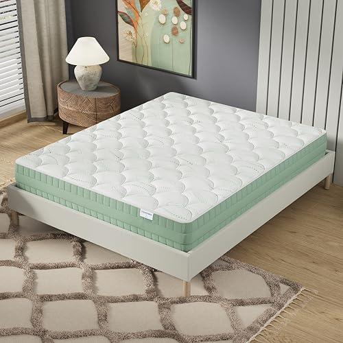 NOVEMBER- Matelas Maia- Mousse Végétale à Mémoire de Forme & Coutil Aloe Vera- Écologique- Matériaux Responsables- Longévité assurée pour Un Sommeil Pur & sain- Épaisseur 22cm (160 x 200 cm)