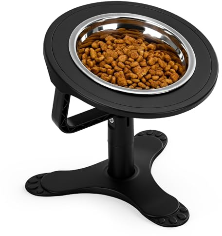 Raised Dog Bowl with Stand Stainless Steel elevated dog bowls, 20° Tilted Elevated Dat Bowls, ABS Plastic Feeding Bowl, Suitable for Small/Medium Dats, Non-Slip Stand(black-S)