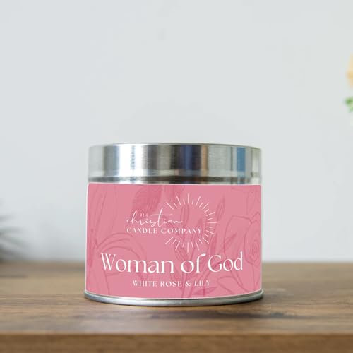 The Christian Candle Company - Woman of God - White Rose & Lily Scented Candle in A Tin