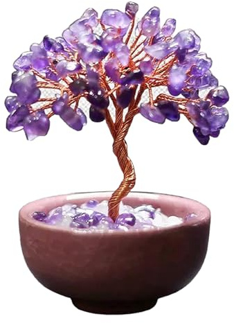Arbre de Cristal en Améthyste Artisanal avec 63 Pierres, Arbre pour l'Énergie Guérissante, Décoration Cristalline Spirituelle, Cadeau Spirituel pour Maison/Bureau