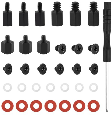 30PCS M.2 Screw Kit for Laptop & PC,Carbon Steel Black Coated NVMe Screw M.2 SSD Mounting Set with Anti-Magnetic Screwdriver,Standoffs (M2/M3)+Insulating Washers for ASUS MSI Gigabyte NGFF Motherboard